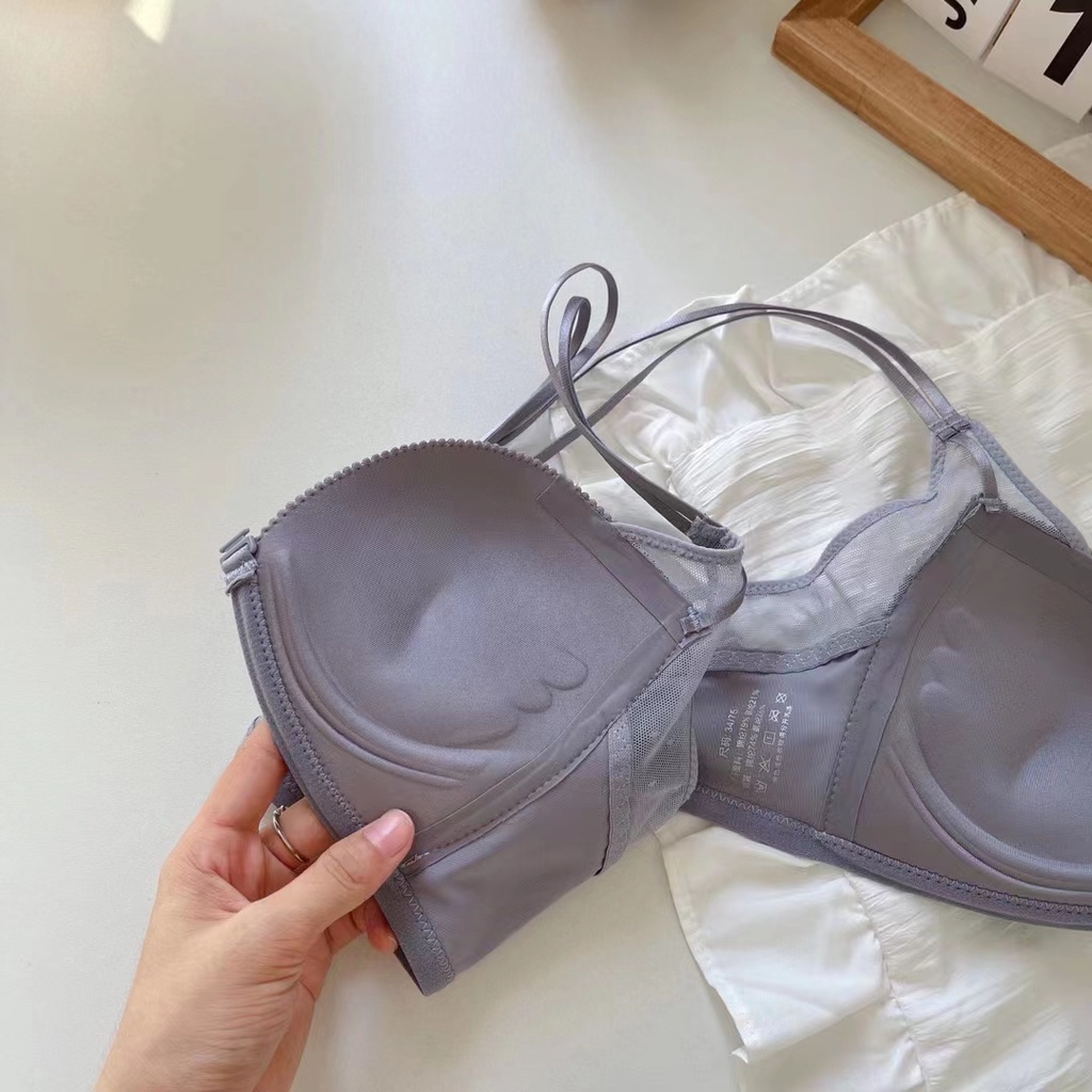 Áo Ngực Ren 3D Nâng Ngực Không Gọng Khóa Trước Sau Lưng 32AB Xuyên Thấu Quyến Rũ Cho Nữ
