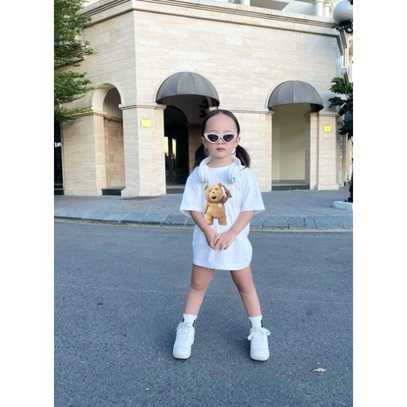 Áo thun tay lỡ Nikolas Gấu ss2022 cho bé và gia đình , áo phông trẻ em unisex , TPKIDS MSP 1245