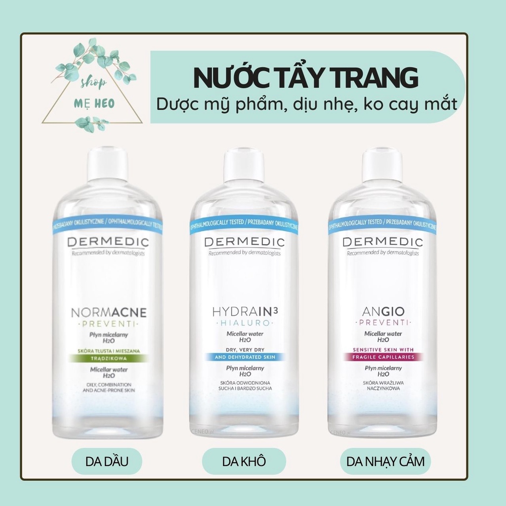 Nước tẩy trang D€rm€dic dịu nhẹ cho mọi loại da sạch khoẻ, ẩm mịn 500ml