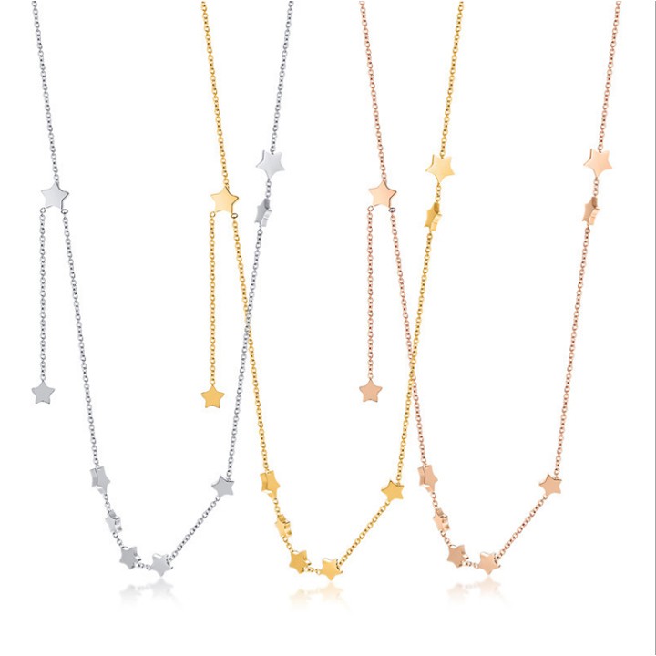 Dây chuyền nữ titan cao cấp chuỗi ngôi sao cách điệu siêu đẹp, bền màu, hợp thời trang