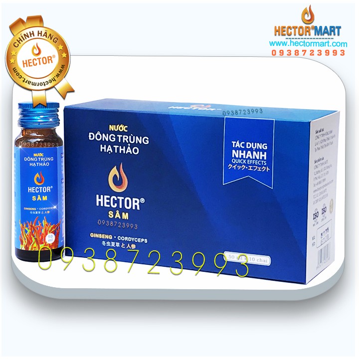 ✅ĐÔNG TRÙNG HẠ THẢO HECTOR SÂM✅Tăng cường hệ thống miễn dịch, Sức khỏe hô hấp, tăng sức bền & năng lượng, (1 hộp 10chai)