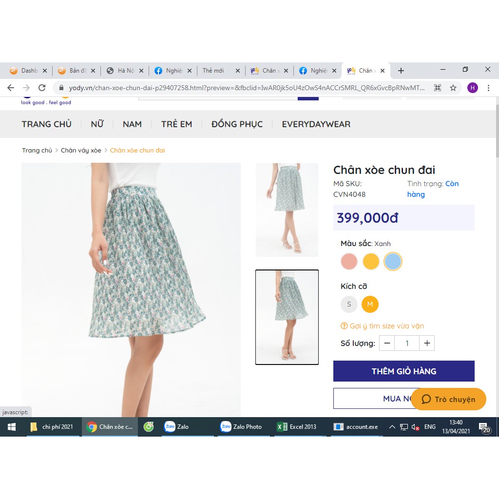 Chân Váy Xòe Chun Đai Yody