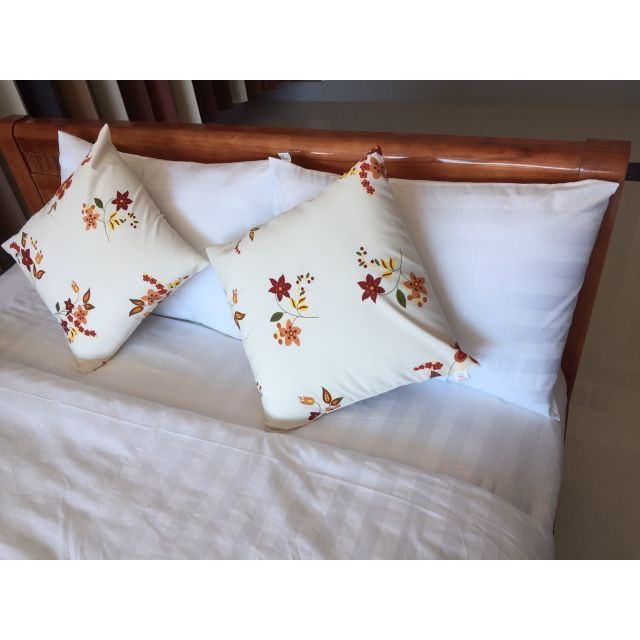 Bộ drap cotton trắng sọc khách sạn nệm 5-27cm