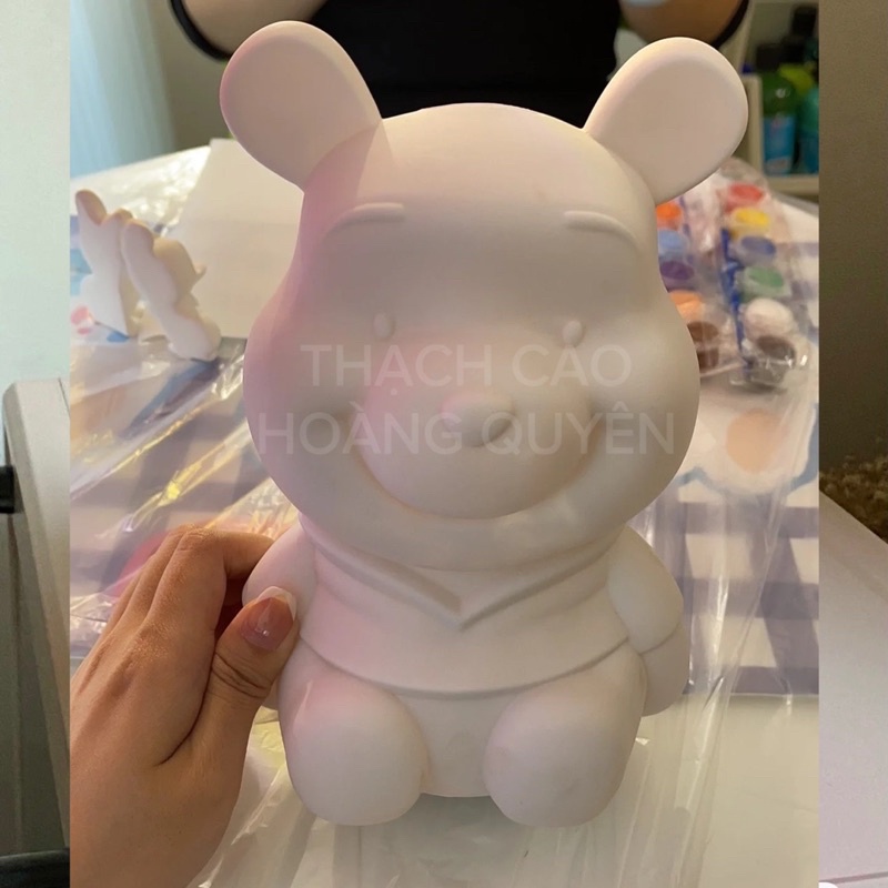 Tượng Gấu Pooh dễ thương - Đồ chơi thạch cao tô màu handmade sáng tạo cho mọi lứa tuổi - Kèm màu nước và cọ