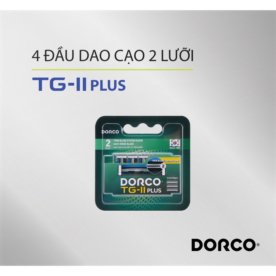 Vỉ 03 đầu dao cạo râu 2 lưỡi DORCO TG-II Plus