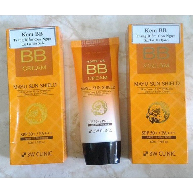 KEM NỀN BB CREAM HORSE OIL 3W CLINIC MAYU SUN SHIELD CHÍNH HÃNG