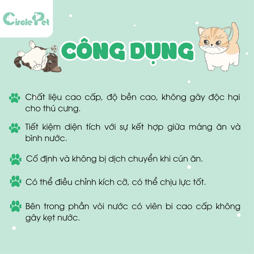 Bộ Bình Nước Tự Động Và Bát Ăn PIAN PIAN Dành Cho Thú Cưng Chất Liệu Nhựa Cao Cấp Cỡ 27x24x39cm - Circle Pet