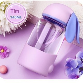 Bình nước thủy tinh tai thỏ cute 340ml