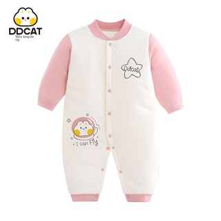 ✸Ding Dong mèo quần áo trẻ sơ sinh trẻ sơ sinh một mảnh chần bông dài tay trẻ em romper mùa thu và mùa đông ấm áp bé đón
