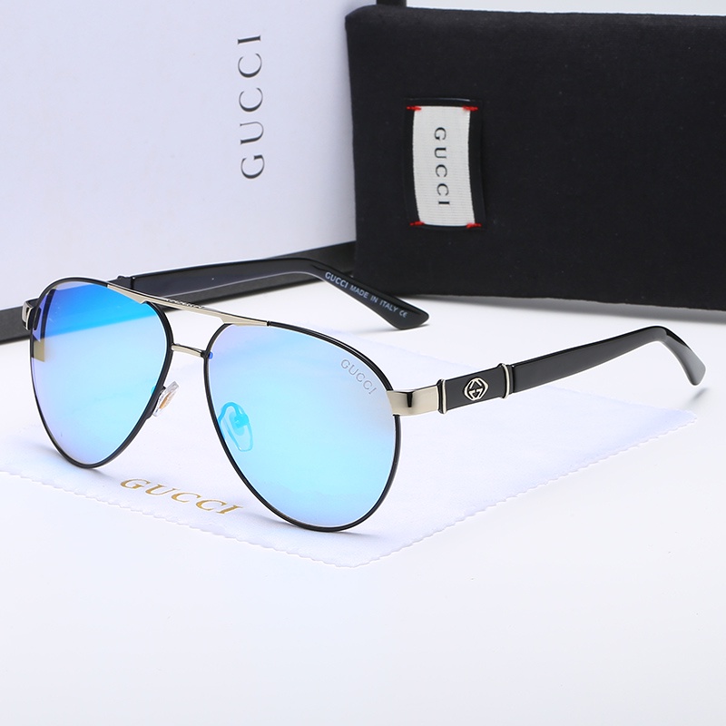 Kính Mát Gucci Gọng Kim Loại Chống Tia UV400 Phong Cách retro Cho Nam Và Nữ