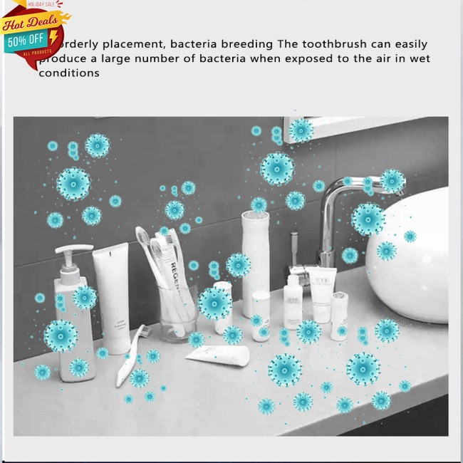 Giá Đỡ Bàn Chải Đánh Răng Gắn Tường Bằng Tia Uv Không Cần Khoan Tường Tiện Dụng