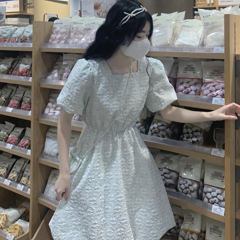 Đầm Dáng Chữ A Tay Phồng Dáng Rộng Thời Trang Mùa Hè Phong Cách Hàn Quốc Cho Nữ