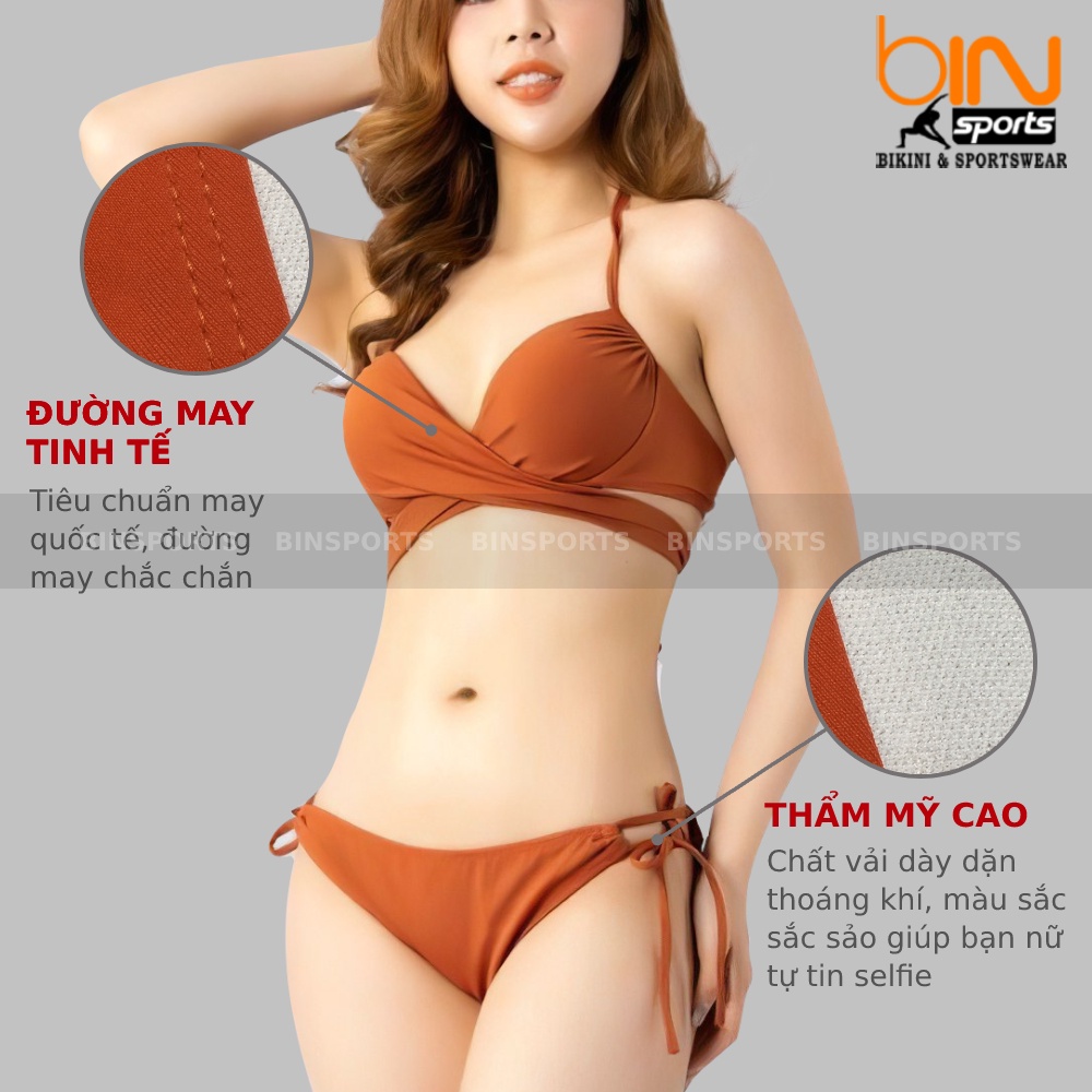 Bikini Nữ Hai Mảnh Quần Tam Giác Khóa Cài Freesize Bin Sports BHV031
