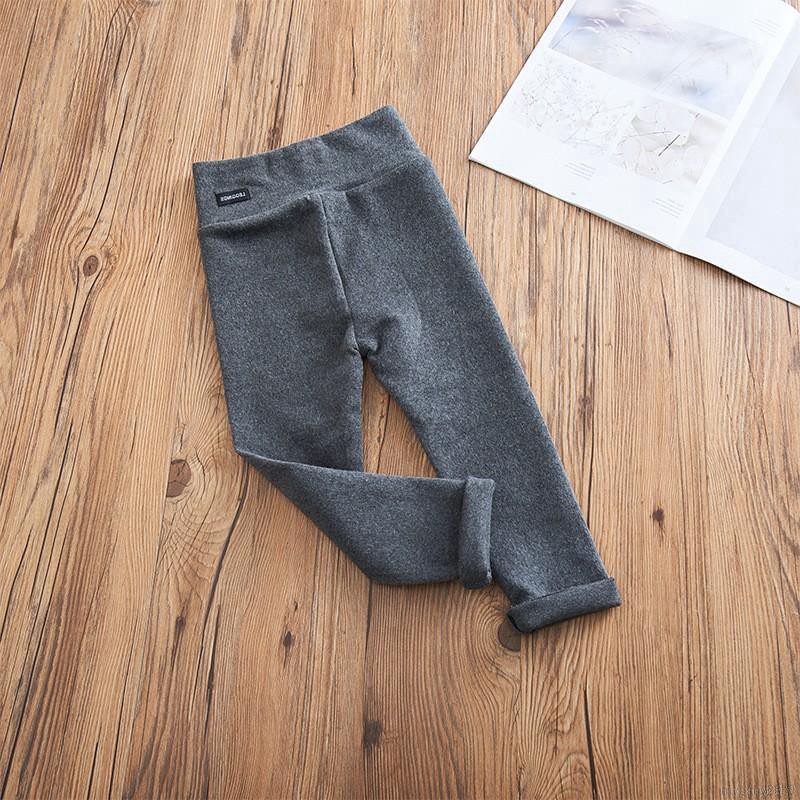 Quần legging cotton lưng thun màu trơn in họa tiết xinh xắn cho bé gái