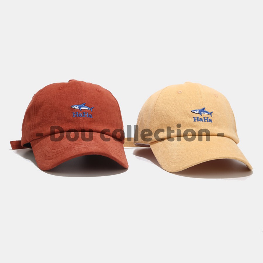 [Nowship2h] Mũ Lưỡi Trai (Nón Kết) Unisex Thiêu Logo Cá Mập HAHA - Chất Liệu Cotton - Mã NV018
