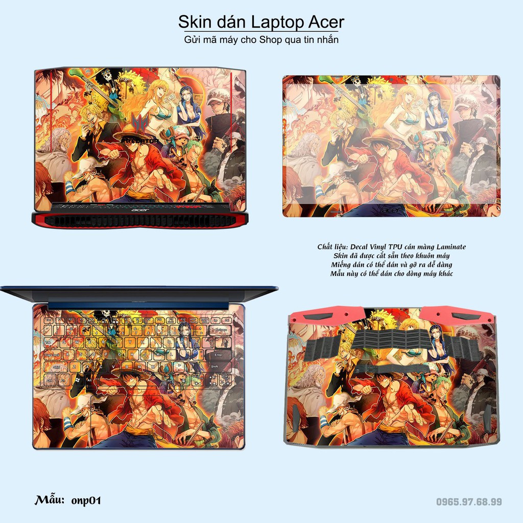 Skin dán Laptop Acer in hình One Piece (inbox mã máy cho Shop)