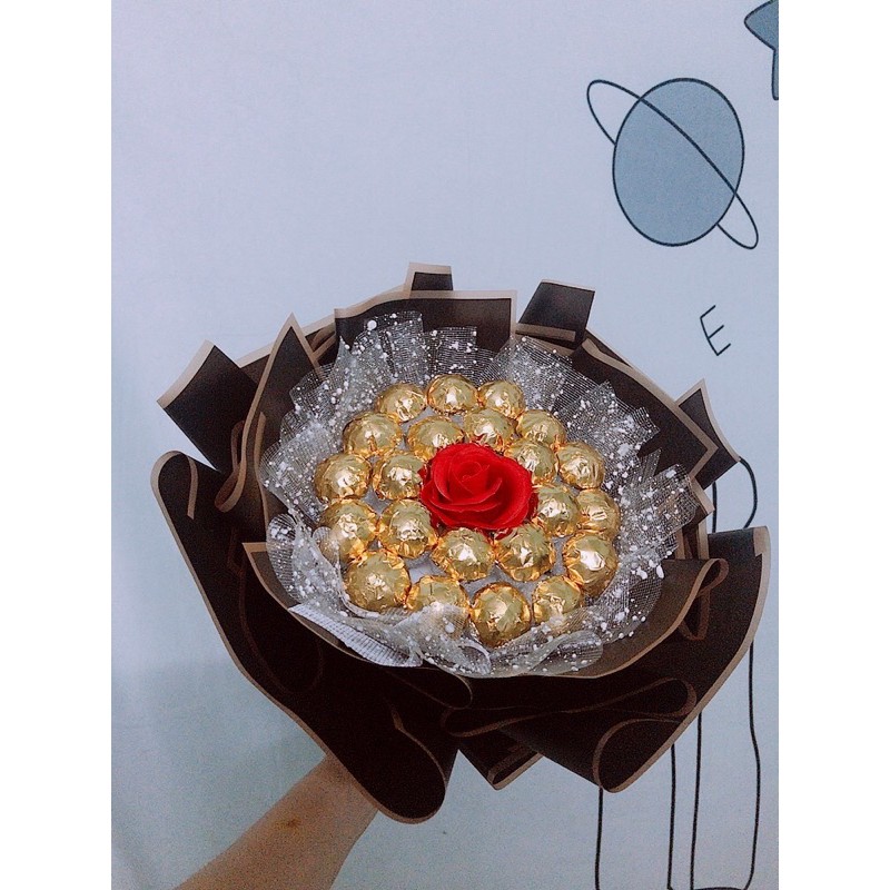 Bó hoa socola kèm 1 bông hồng sáp thơm làm quà tặng bạn gái lễ tình nhân valentine | BigBuy360 - bigbuy360.vn