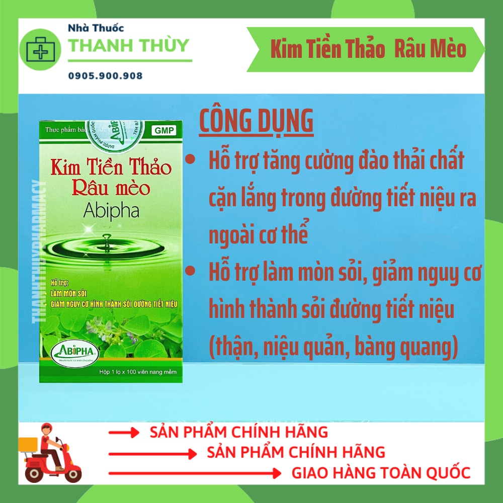 Kim Tiền Thảo Râu Mèo Abipha  Hỗ Trợ Làm Mòn Sỏi, Giảm Nguy Cơ Hình Thành Sỏi Đường Tiết Niệu