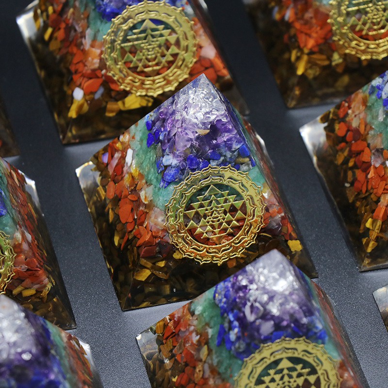 Đá Thanh Tẩy Chakela Kim Tự Tháp Chakra 7 Đá Năng Lượng Tốt DA23