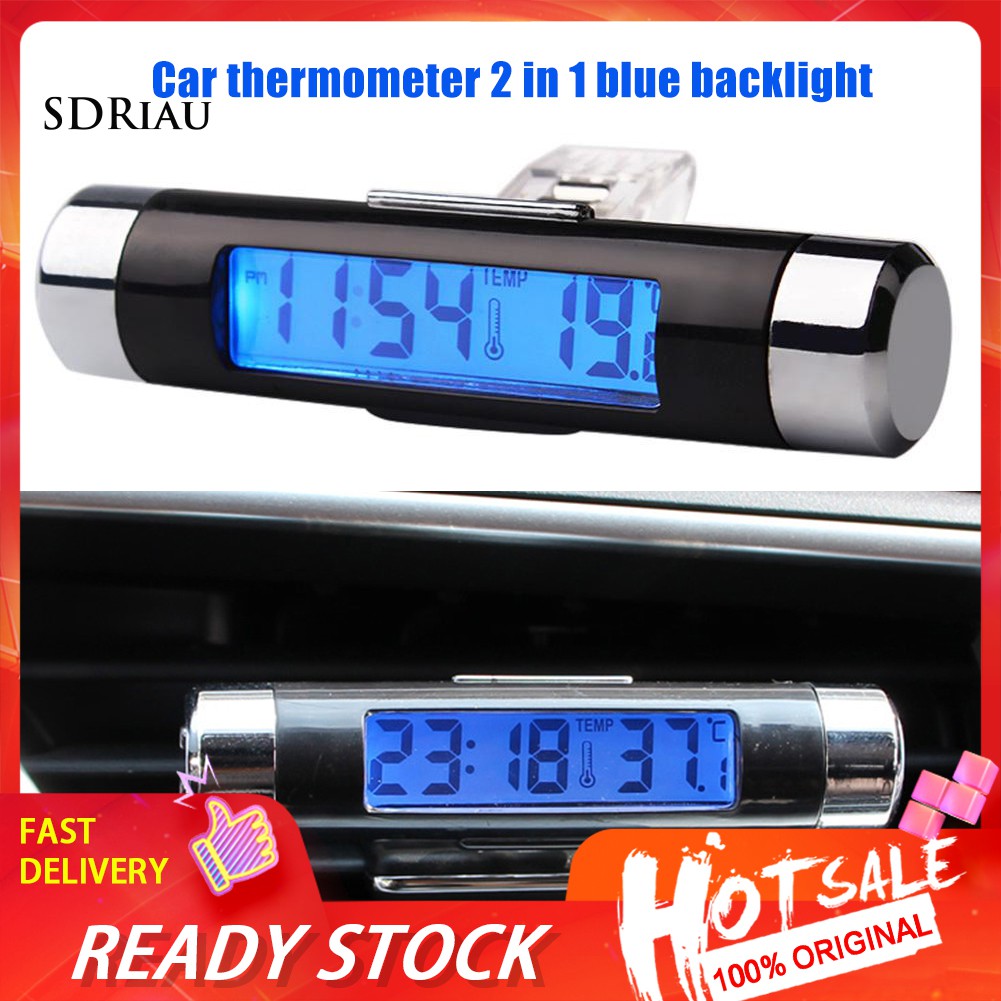 Đồng hồ điện tử 2 trong 1 tích hợp đèn led cho xe hơi