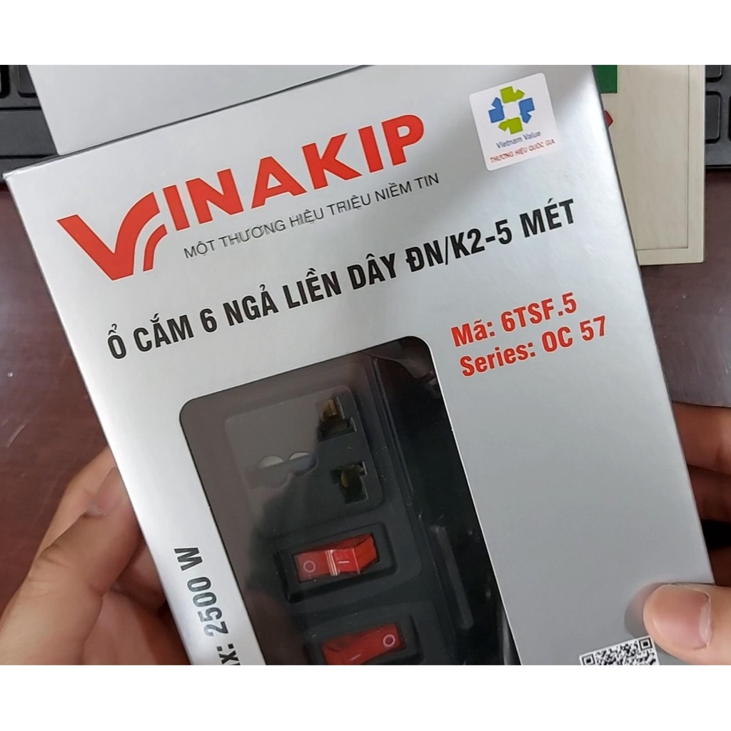 Ổ cắm điện Vinakip 6 ổ cắm, ổ cắm điện đa năng chính hãng