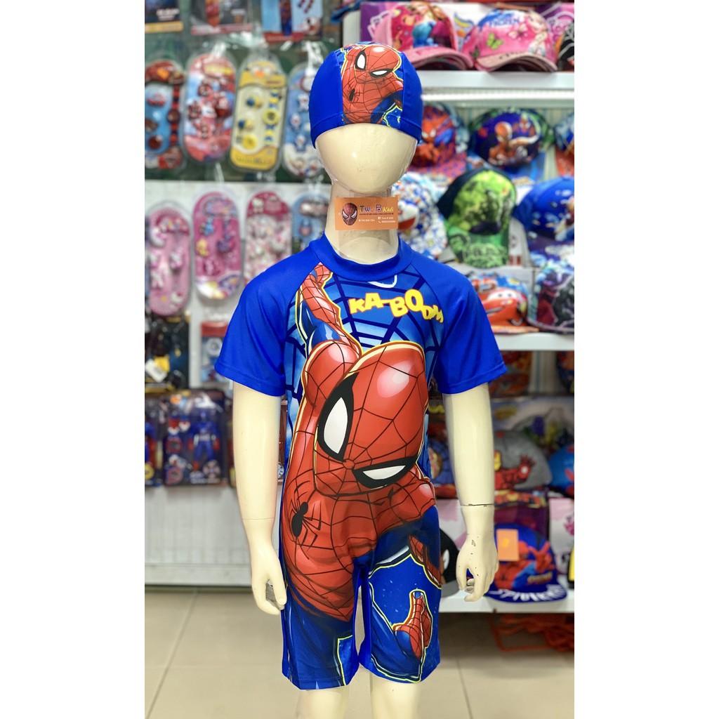 Bộ bơi Spiderman liền có mũ cao cấp cho bé trai