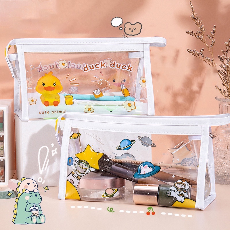 Túi Đựng Bút Trong Suốt In Họa Tiết Dễ Thương Gấu Thỏ