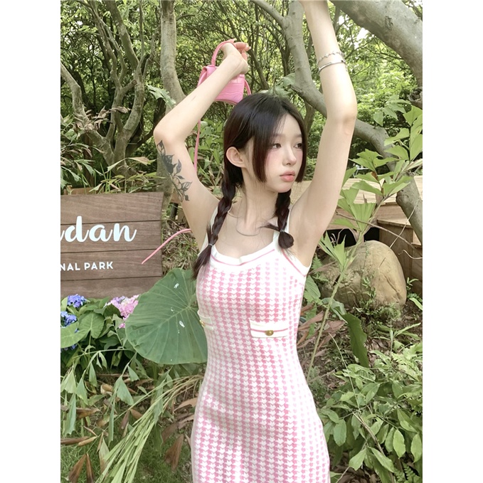 Đầm Midi Tay Ngắn Cổ Polo Họa Tiết Kẻ Sọc Thời Trang Mùa Hè Phong Cách Hàn Quốc Cho Nữ