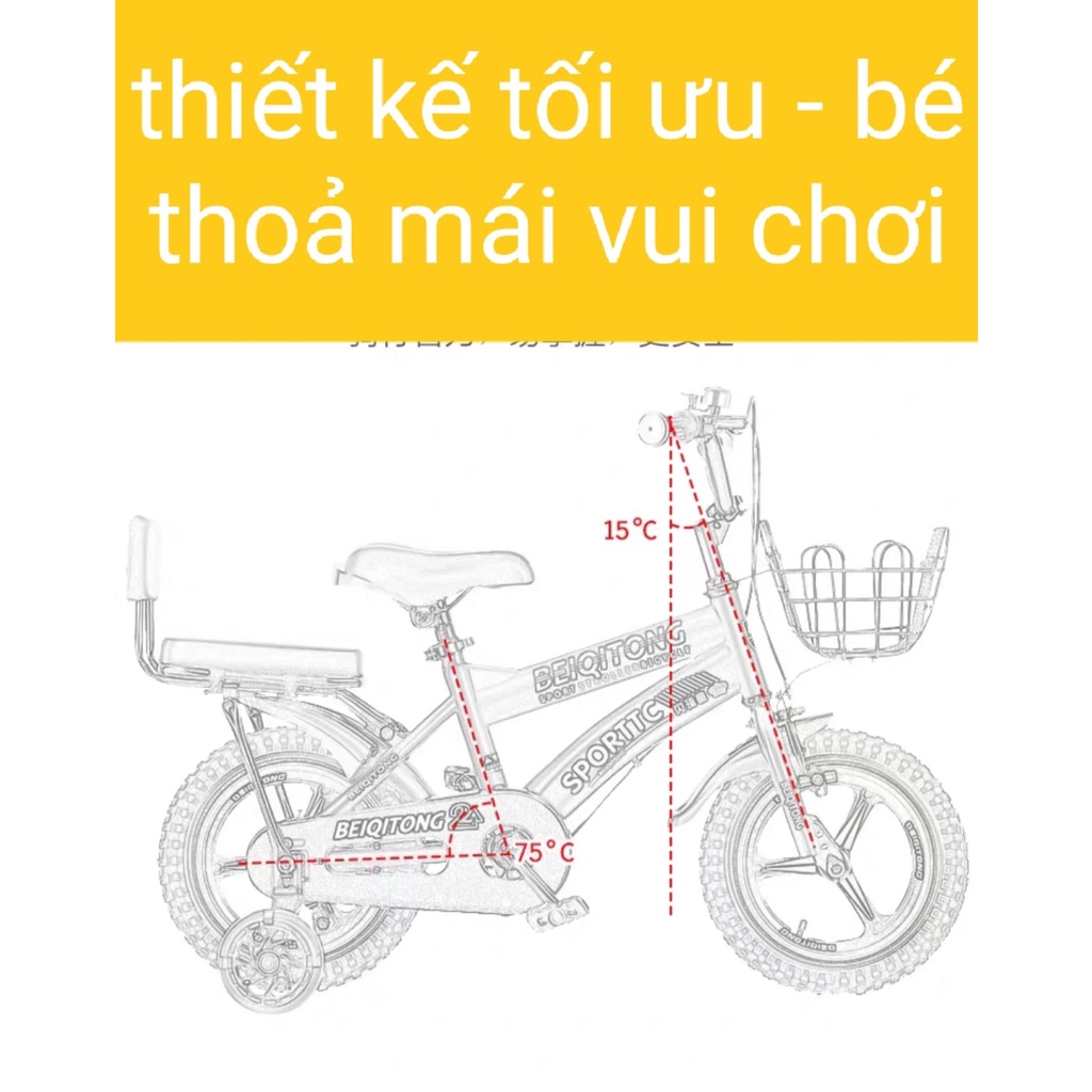 xe đạp cho bé yêu BeQiTongM200(12-14-16-18INCH)-TẶNG KÈM ĐỒ BẢO HỘ BÌNH NƯỚC