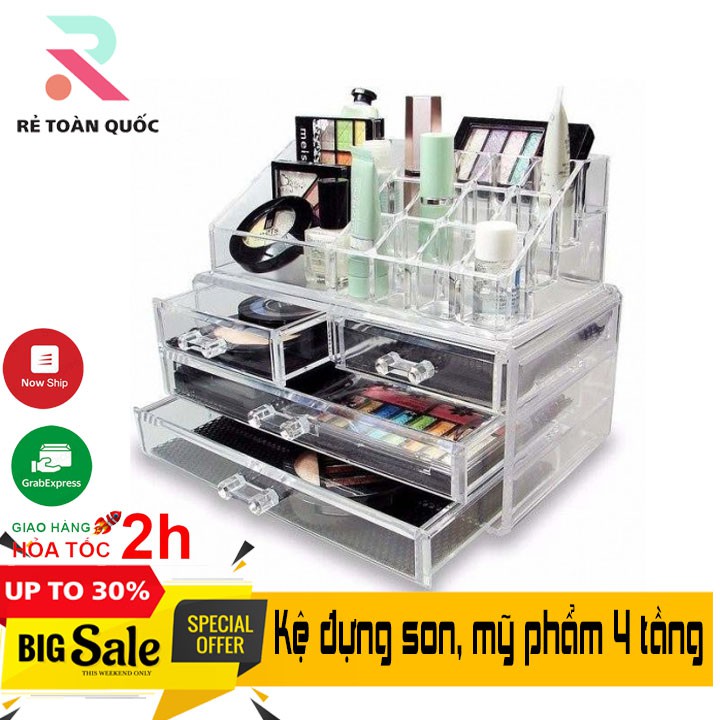 KHAY ĐỰNG MỸ PHẨM  -son 4 tầng meka hàng cao cấp(nhựa trong suốt)