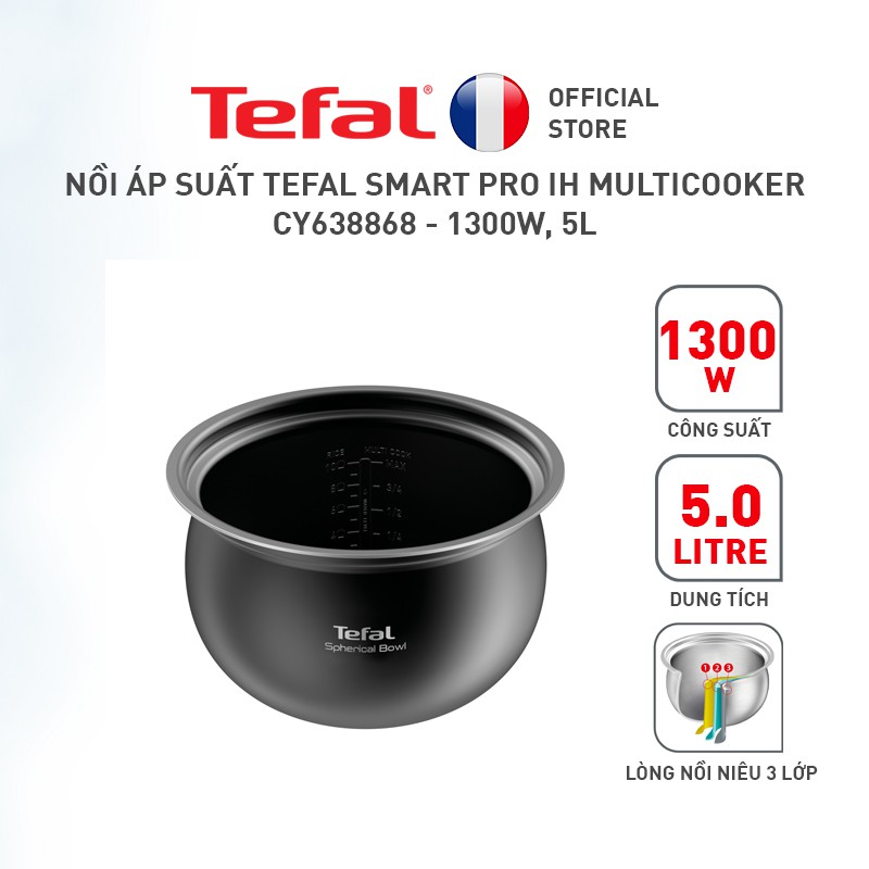 Nồi áp suất Tefal Smart Pro IH Multicooker CY638868 - 1300W, 5L ✅ Bảo Hành Chính Hãng 02 Năm