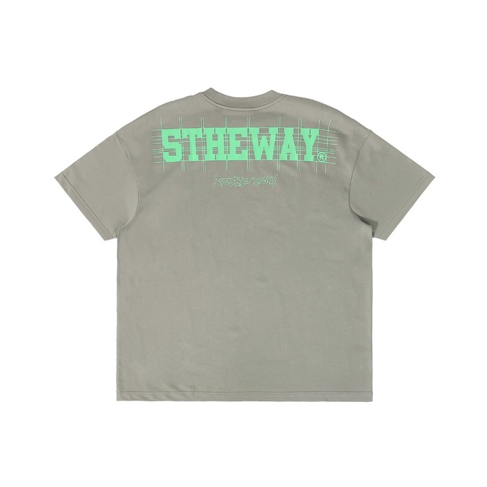 5THEWAY® /public icon/ LETTER DROP SHOULDER TEE™ in GREY aka Áo Thun Xám Tay Ngắn