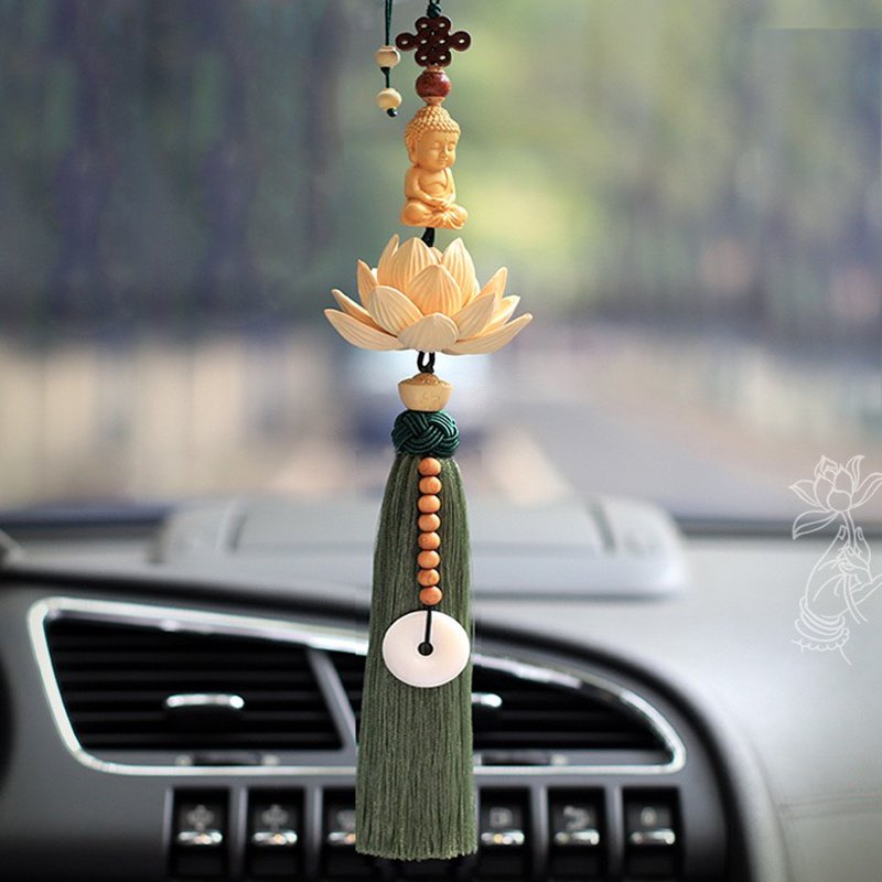 Khánh phật đài sen treo gương ô tô cao cấp , khánh sen treo xe hơi, mộc liên đài có phật thích ca