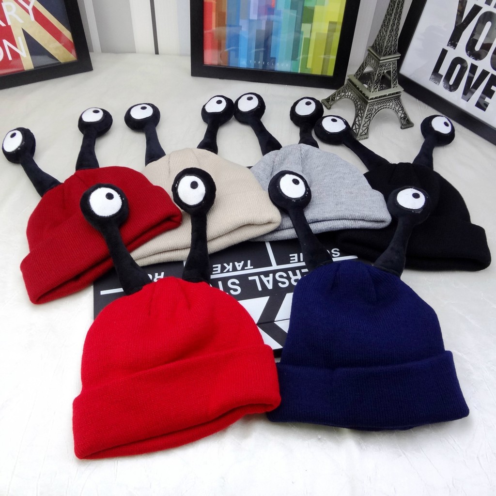 Mũ Len Dệt Kim Họa Tiết Quái Vật Hoạt Hình Phong Cách Hàn Quốc Mùa Thu Đông Xu Wen Tương Phản Cho Bé Gái
