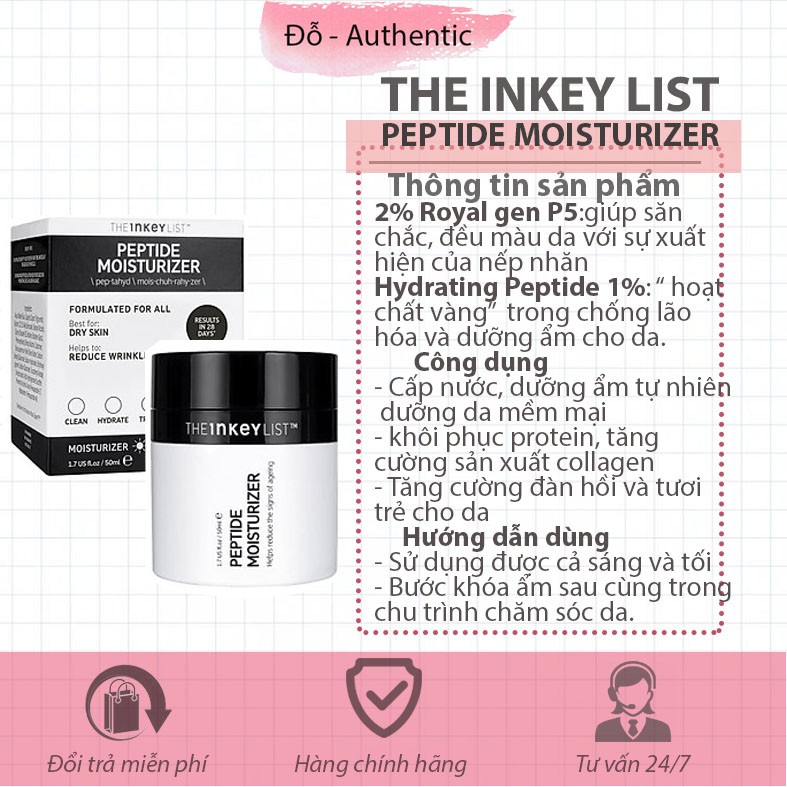 [ Bill Sephora] Kem dưỡng ẩm The INKEY List Peptide Moisturizer