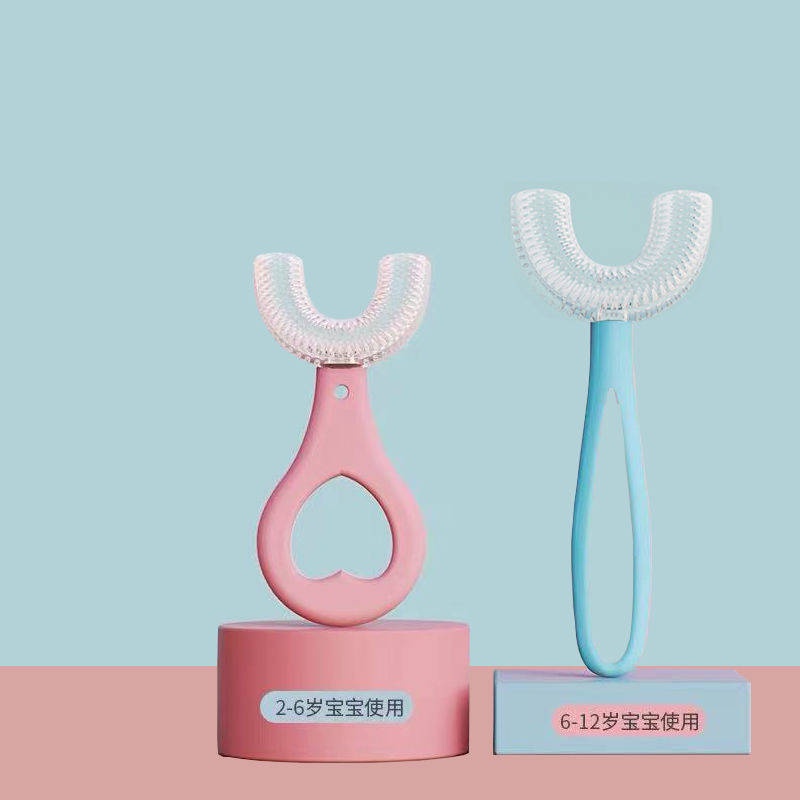 Bàn chải răng hình chữ U Children Đào tạo hướng dẫn sử dụng 2-6-12 tuổi cho bé silicone silicone với bàn chải sạch răng