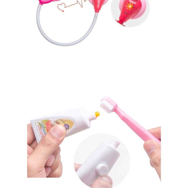 Bộ đồ chơi bác sĩ cho bé có hộp đựng có đèn, ánh sáng, búp bê, cá heo khám răng ,đồ chơi trí tuệ cho bé, trẻ em