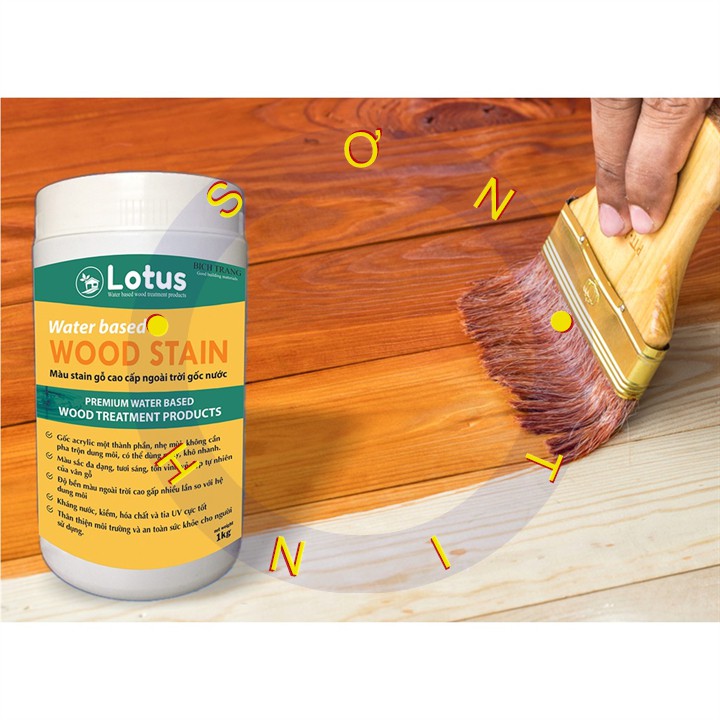 Sơn Gỗ Hệ Nước - Sơn An Toàn Không Dung Môi - LOTUS WOOD STAIN (1kg)