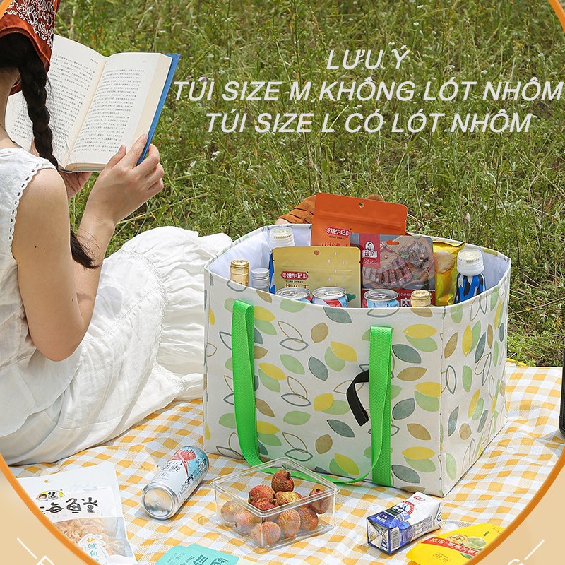 Túi đựng cơm, thức ăn đi picnic, dã ngoại, du lịch, túi đựng đựng đồ đa năng cỡ lỡn đóng mở bằng dây rút