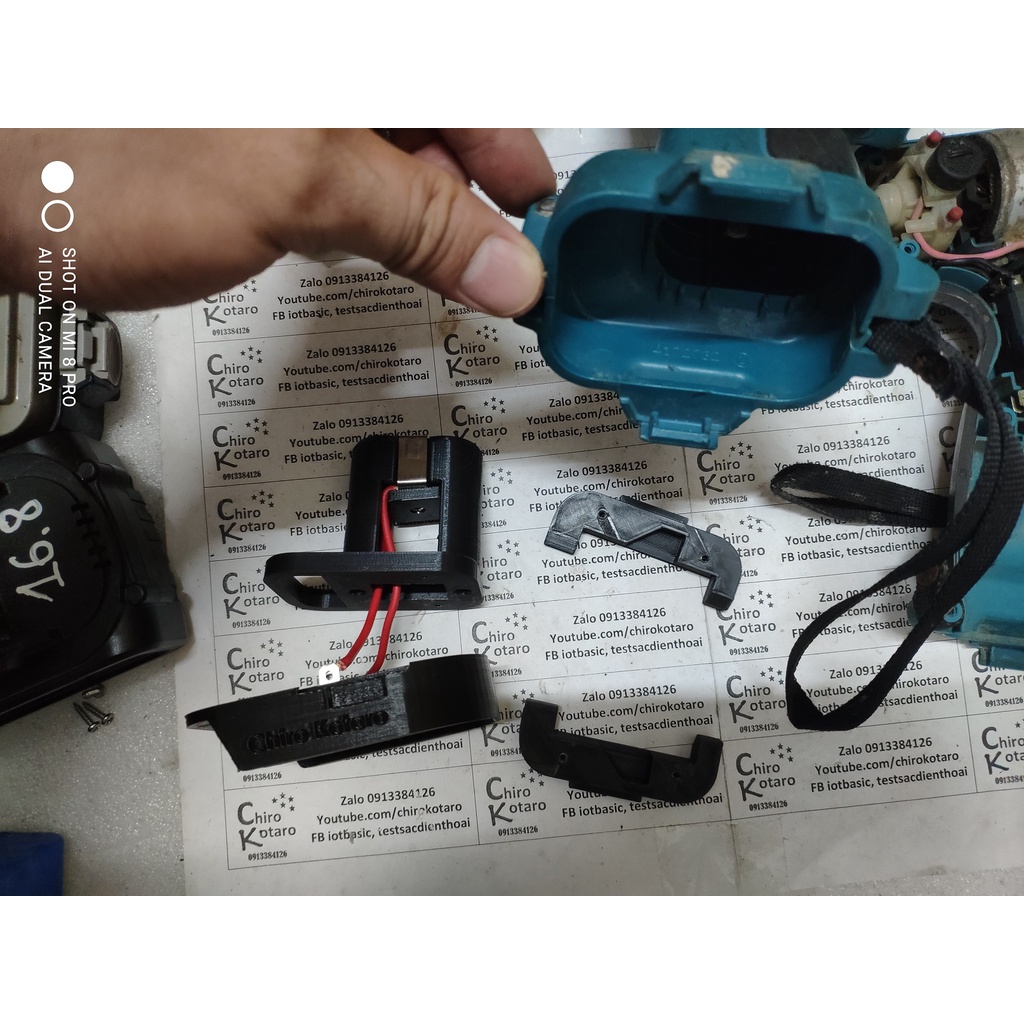 NEW! Đế chuyển pin máy Makita 9.6V NiCD dạng chốt 2 bên sang dùng hộp pin cài Makita