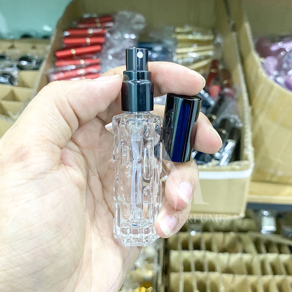 Combo ống đựng nước hoa thủy tinh cao cấp 10ml hình lục giác có vân dạng phun sương