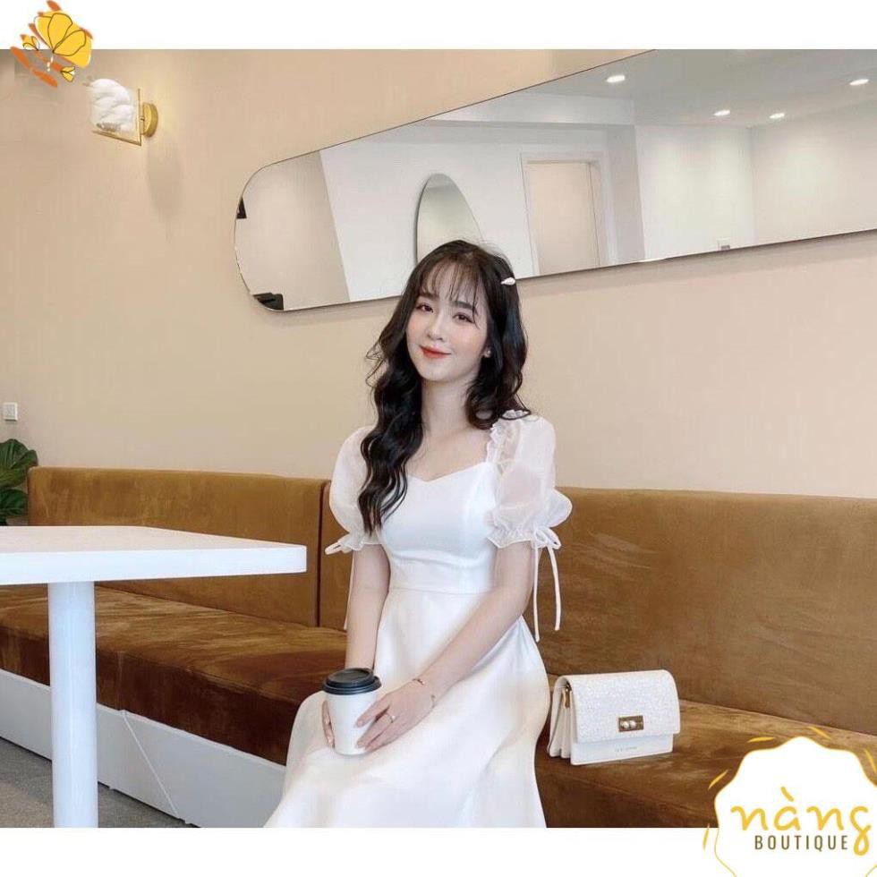 Váy Nữ Đẹp 💖FREESHIP💖 Đầm dự tiệc trắng tay phồng nơ tay [Mẫu Mới 2021]
