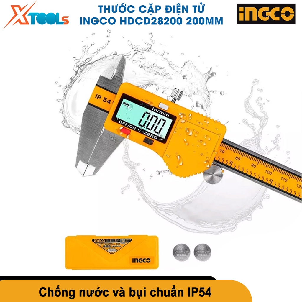 Thước kẹp điện tử HDCD28200 200mm thước đo đường kính điện tử vỏ thước bằng nhựa thay đổi số liệu đo