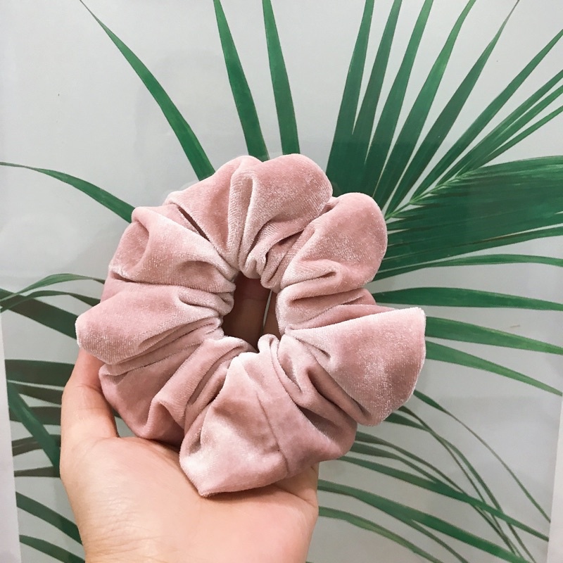 Dây cột tóc nữ Scrunchies trơn SIZE LARGE vải nhung mềm mịn / đồ buộc tóc nhung bản 5CM độ nhún dày, phồng to- Minimiu