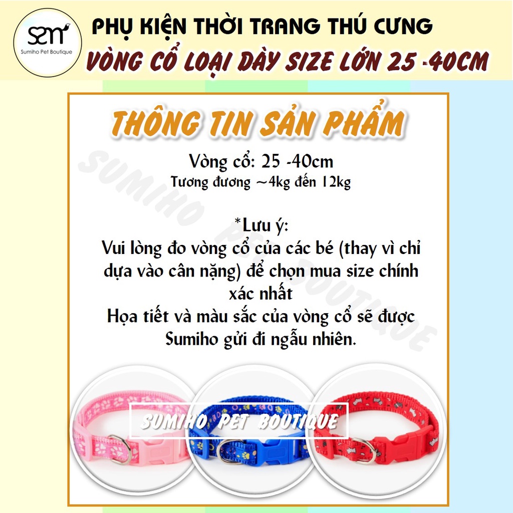 Vòng cổ cho chó mèo loại dày size lớn Taotaopets (4-12kg, vòng cổ 25-40cm) phụ kiện thời trang cho thú cưng