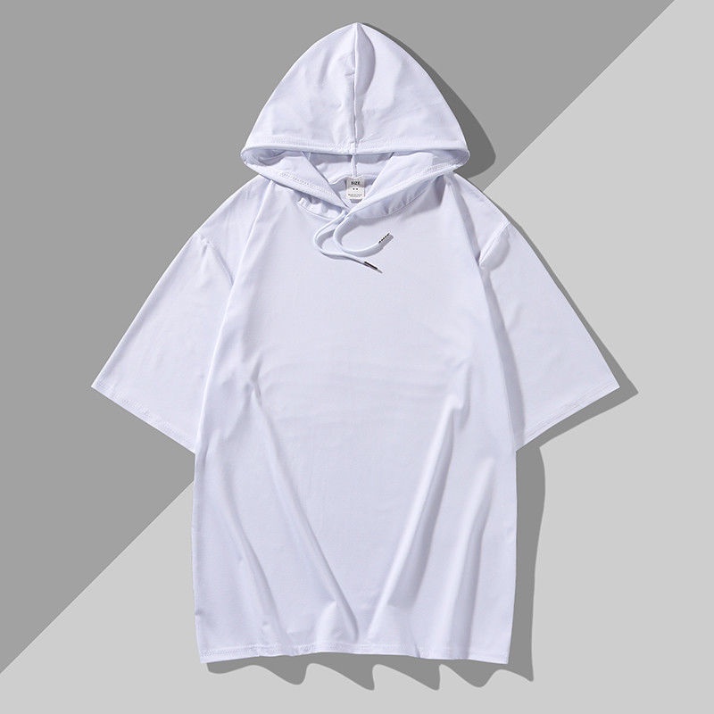 Áo Thun polojersey Lelakisolid Ngắn Tay Có Mũ Trùm Đầu Màu Trắng Đen Cho Nam Và Nữ