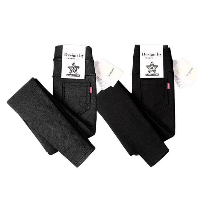Quần Legging Jean cạp cao nâng mông siêu co dãn/Màu Đen