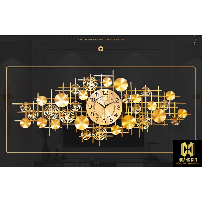 Đồng hồ treo tường Đồng hồ trang trí Decor kiểu dáng sang trọng hiện đại size 120x50cm