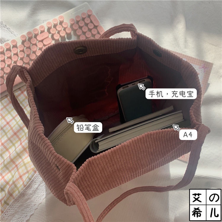 Túi Xách Tote Vải Nhung Cỡ Lớn In Họa Tiết Hoạt Hình Phong Cách Nhật Hàn Cho Nữ