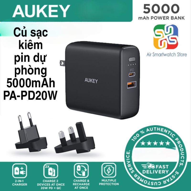 Củ sạc kiêm pin sạc dự phòng 20W PD Powerduo Aukey PA-PD20